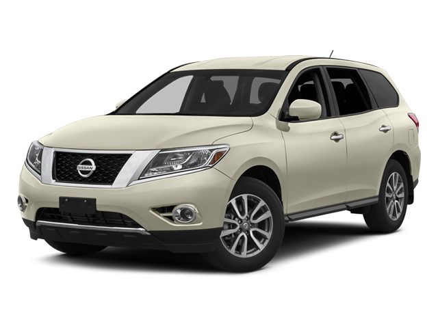 2014 Nissan Pathfinder SL in Moonlight White — front three-quarter view